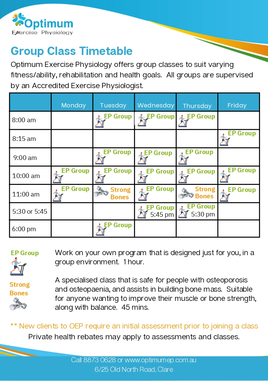 Optimum Exercise Physiology Class Timetable